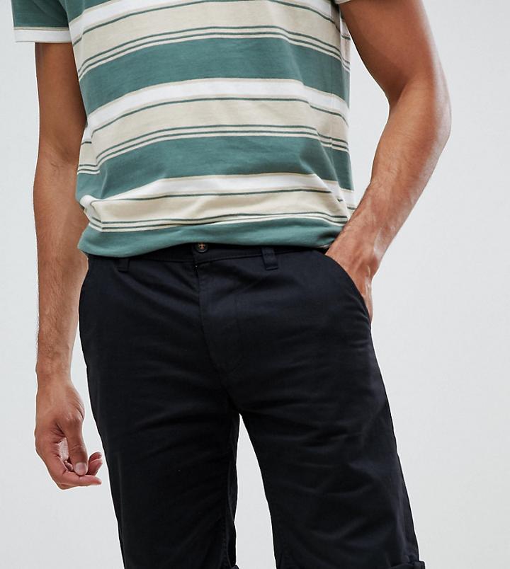 D-struct Tall Turn Up Chino Shorts - Black