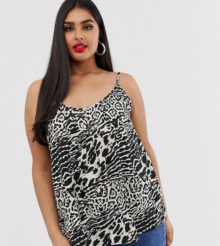 Simply Be Cami Top In Leopard Print - Multi