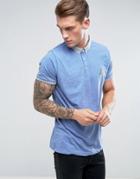 Brave Soul Knitted Collar Logo Polo Shirt - Blue