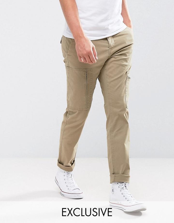 Only & Sons Slim Fit Cargo Pant With Zip Pocket Details - White