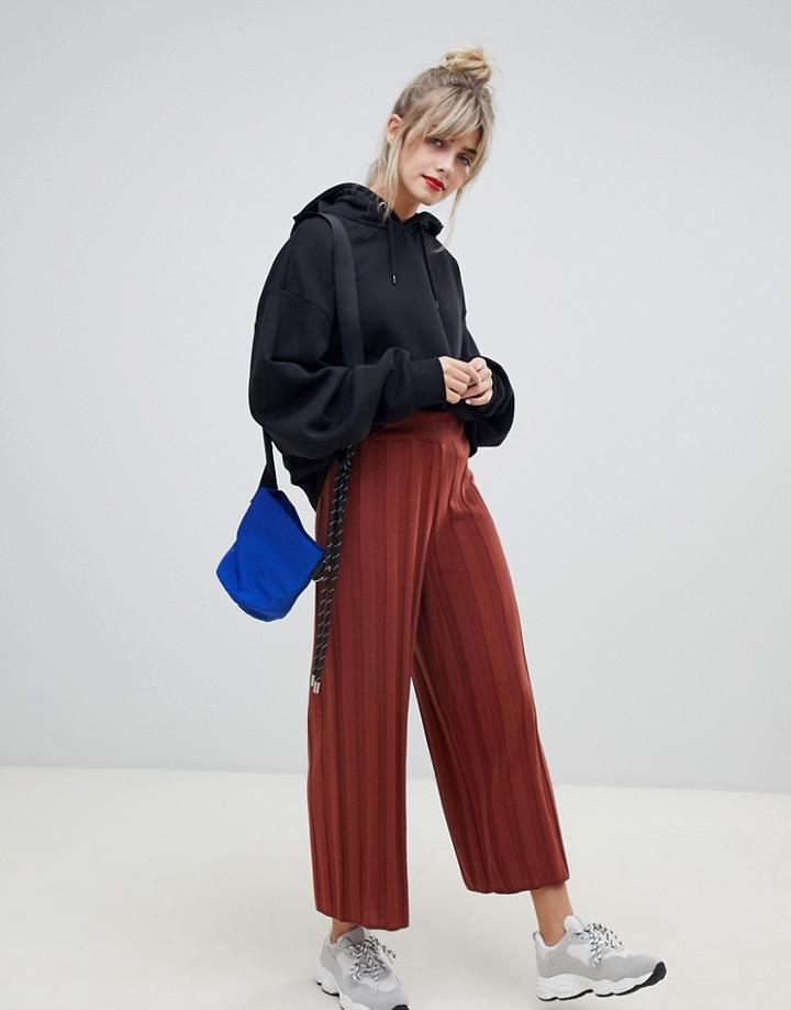 Asos Design Culotte With Deep Rib - Red