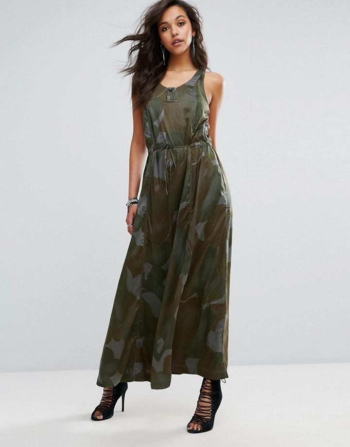 G-star Camo Print Maxi Dress - Gray