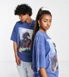 Collusion Unisex Oversized T-shirt With Horse Print In Blue Acid Wash