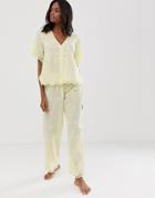 Asos Design Mix & Match Broderie Pyjama Pants - Yellow