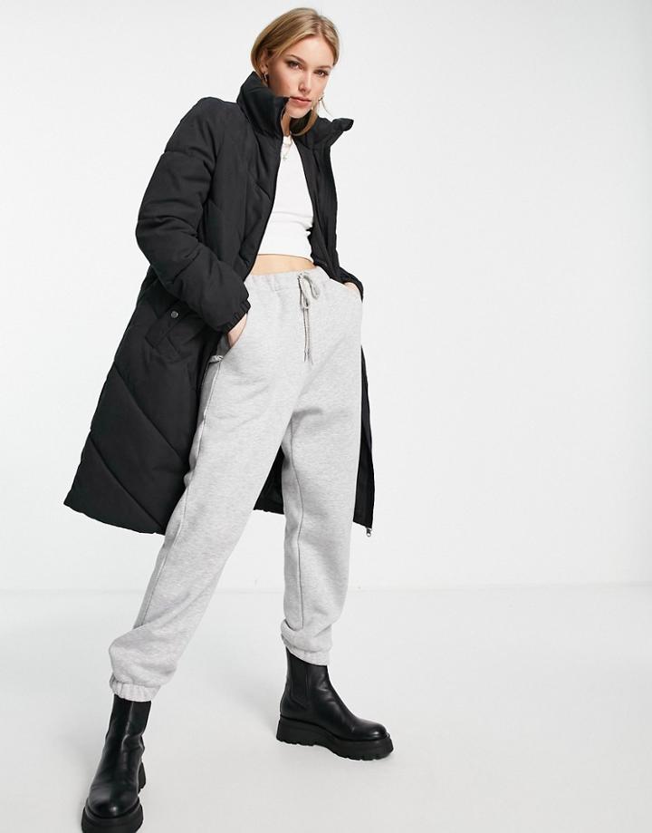 Vero Moda Longline Padded Coat In Black