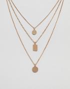 Aldo Gold Multirow Necklace With Geometric Pendants - Gold