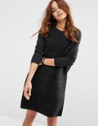 Asos Swing Dress In Ripple Stitch - Charcoal Nep
