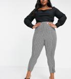 Yours Tapered Pants In Houndstooth Print-black