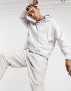 Asos Design Oversized Hoodie With Funnel Neck And Raw Seams In Light Gray-grey