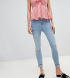 River Island Harper Raw Edge Ripped Knees Skinny Jeans - Blue