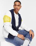 Lacoste Color Block Panel Sleeve Jacket In Navy