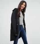 Asos Tall Midi Rain Jacket With Faux Fur Liner - Black