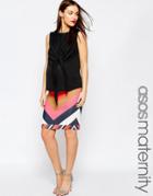 Asos Maternity Chevron Scuba Pencil Skirt With Contrast Hem - Multi