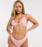 South Beach Exclusive Scrunch High Leg Bikini Bottom In Summer Rose-pink