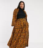 Verona Curve Maxi Skirt In Abstract Print-orange