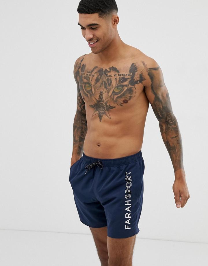 Farah Sport Anstey Logo Swim Shorts In Navy