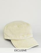 Reclaimed Vintage Washed Army Cap In Sand - Beige