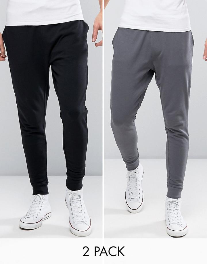 Asos Tapered Jogger 2 Pack Gray/black Save - Multi