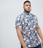 Duke Plus Short Sleeve Shirt In Hawaiian Floral Print - Navy