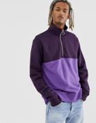 Weekday Martin Blocked Zip Sweatshirt - Purple