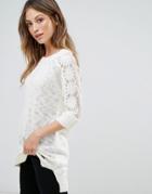 Bellfield Cynara Floral Knit Longline Sweater - White