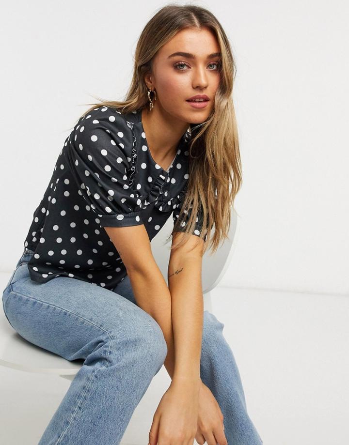 Asos Design Collared Swing Top In Spot-multi