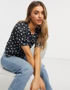 Asos Design Collared Swing Top In Spot-multi