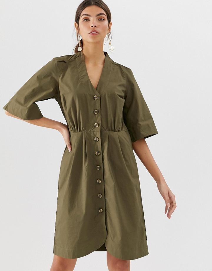 Y.a.s Cotton Button Through Mini Dress-cream