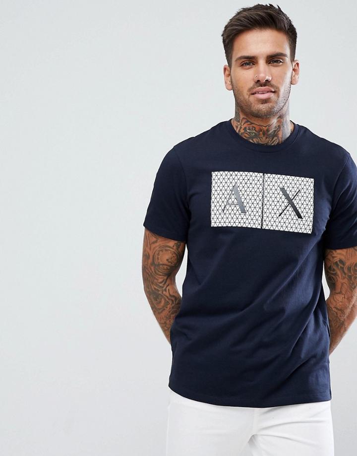 Armani Exchange Slim Fit Ax Geo Logo T-shirt In Navy - Navy