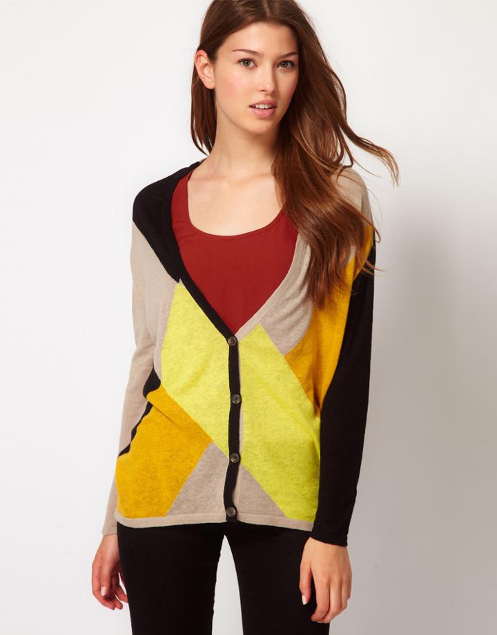Selected Color Block Cardigan