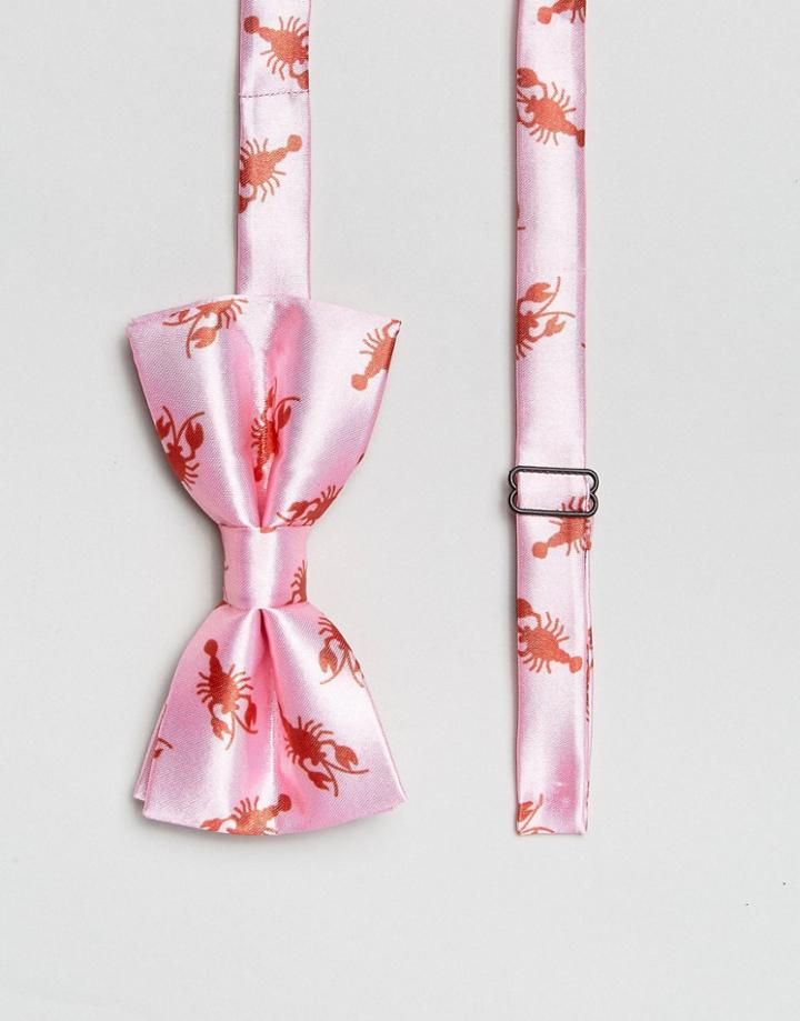 7x Lobster Print Bow Tie - White