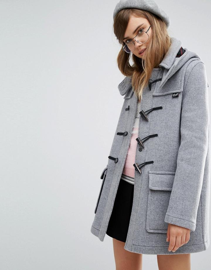 Gloverall Classic Duffle Coat With Detachable Hood - Gray