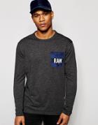 G-star Long Sleeve Top Garain Crewneck Raw Camo Pocket In Black - Black