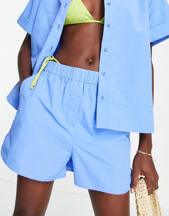 Topshop Relaxed Boxer Style Pull On Short In Cobalt - Part Of A Set-blue