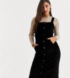 Vero Moda Tall Button Front Cord Pinny Dress In Black