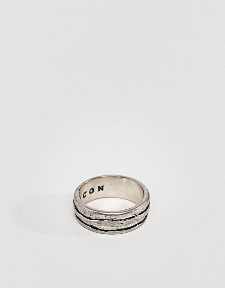 Icon Brand Premium Wave Band Ring In Antique Silver - Gold