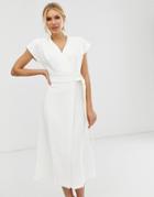 Closet Gather Detail Dress With Tie - White