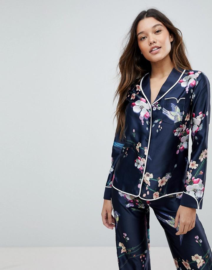 B By Ted Baker Flight Of The Orient Revere Top - Blue