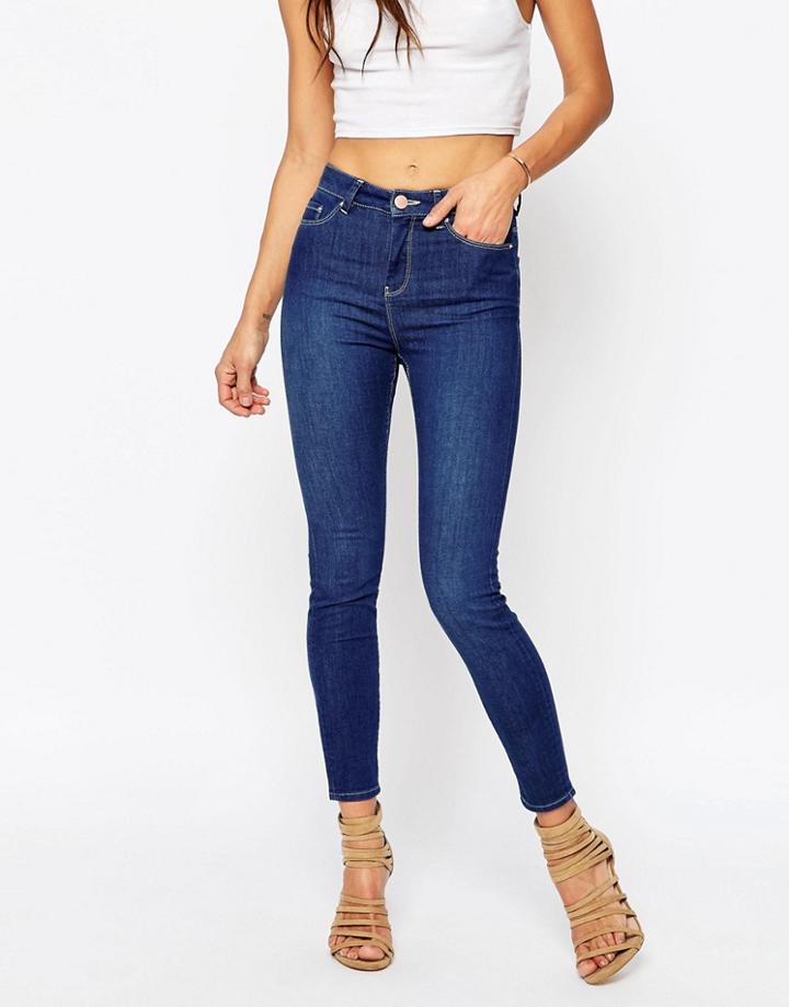 Asos Ridley Skinny Jeans In Astral Blue With Contrast Threads - Astral Blue