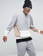 Asos Oversized Sweatshirt With Cut And Sew Panel - Gray