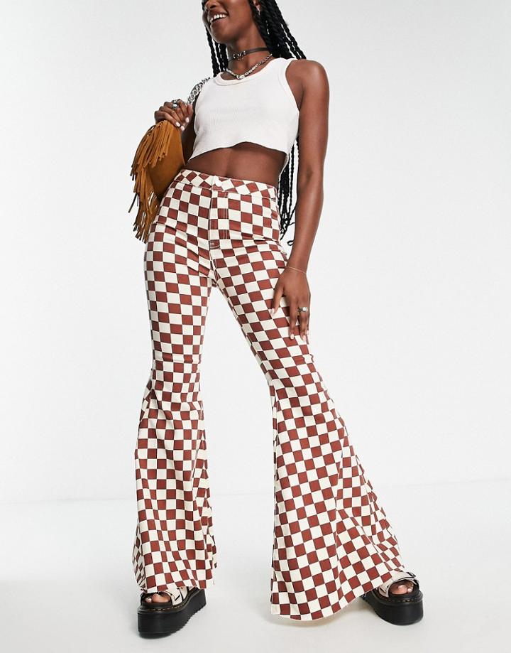 We The Free By Free People Just Float Chevron Print Flared Pants In Brown