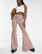 We The Free By Free People Just Float Chevron Print Flared Pants In Brown