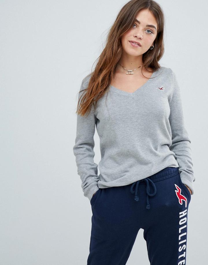 Hollister Classic V Neck Sweater - Gray