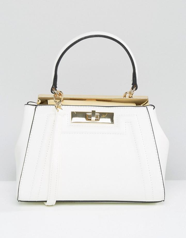Aldo Tote Bag With Gold Lock - White