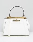 Aldo Tote Bag With Gold Lock - White