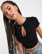 Asos Design Fitted Crop Top With Keyhole Cut Out In Black
