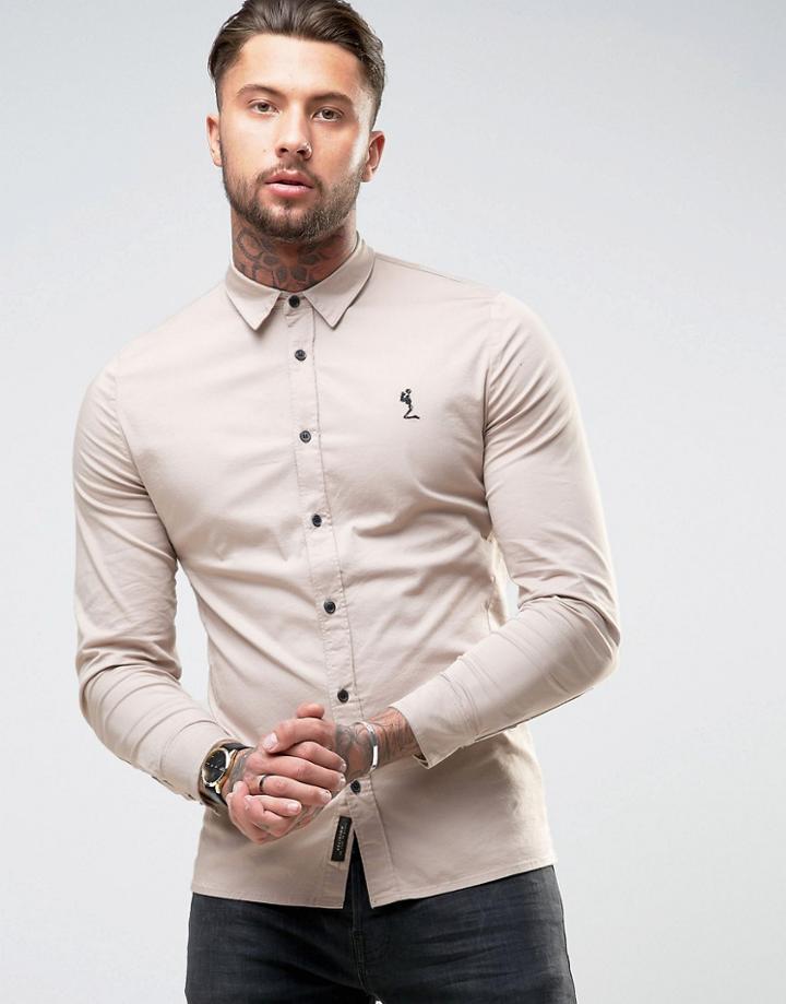 Religion Slim Fit Shirt With Stretch - Stone