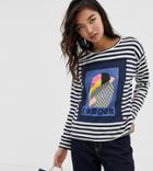 Esprit Sweatshirt With L'amour Text In Stripe Black And White