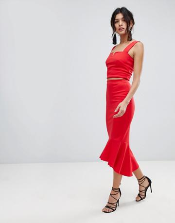 True Violet Ruffle Hem Skirt - Red