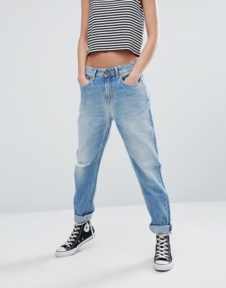 Pepe Jeans Freya Rip Knee Mom Jeans - Blue